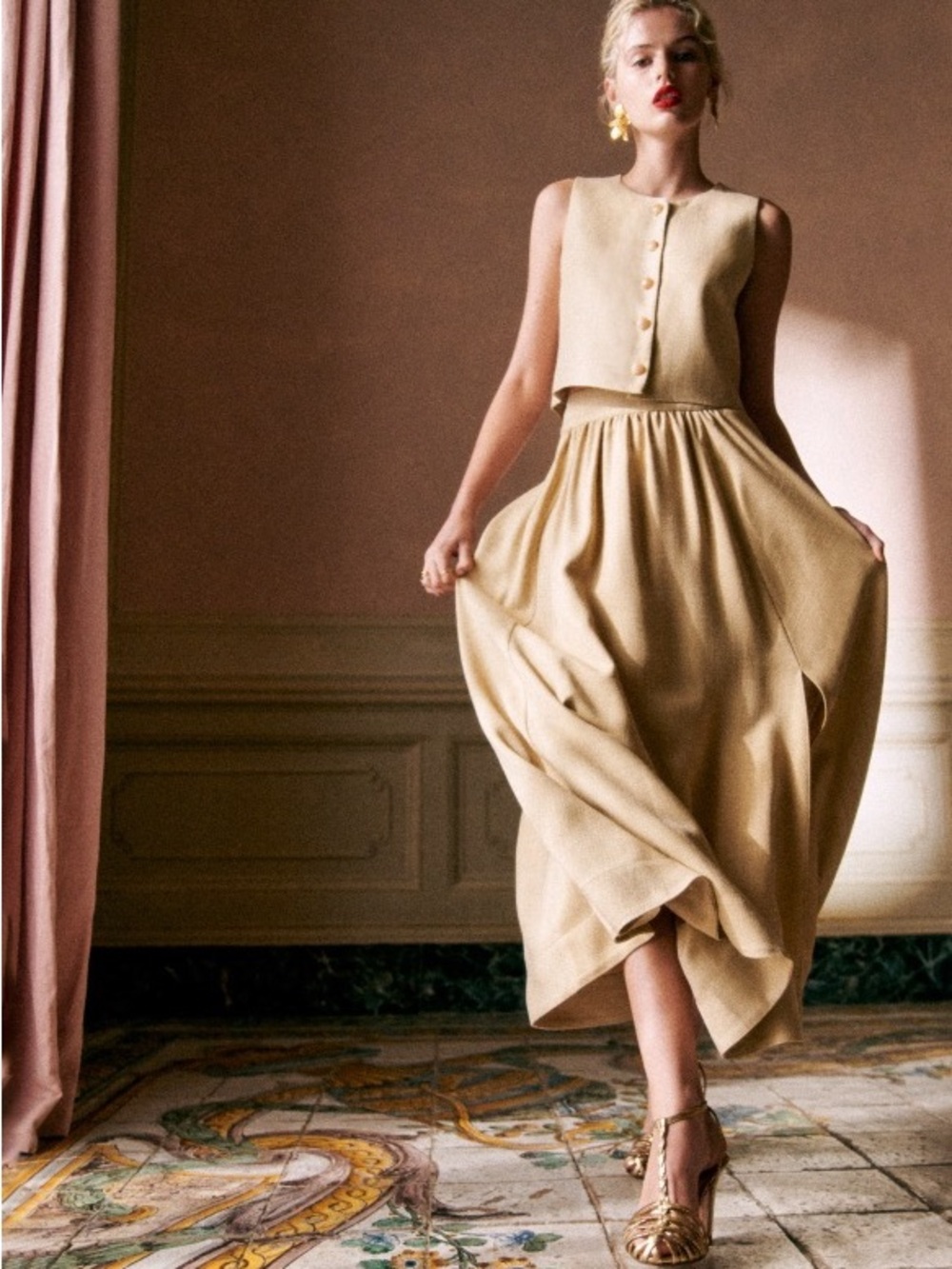 Sezane Light Beige Sophie Skirt Size 6 (38)